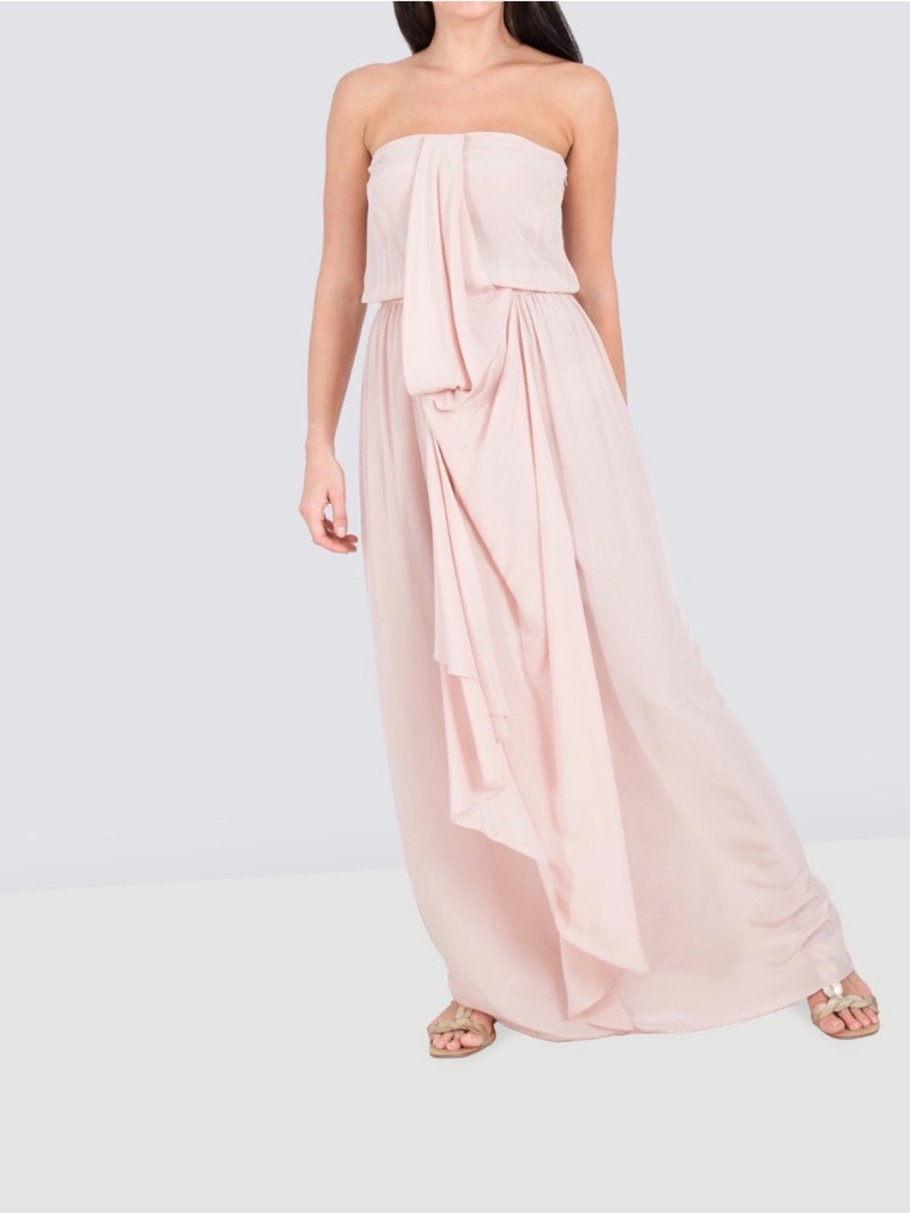 Zimmermann Blush Pink Strapless Draped Maxi Skirt